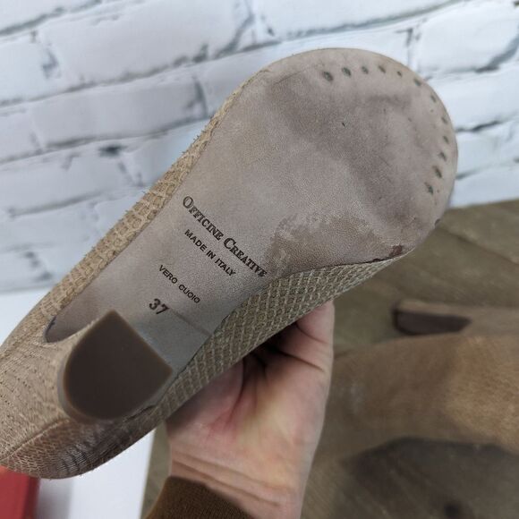 Officiene Creative Snake skin leather peep toe booties 37 - Picture 6 of 8